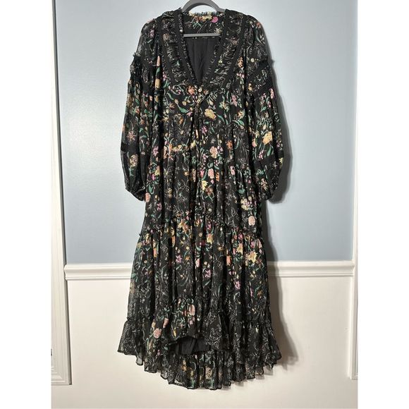 New Free People Cassis Printed Chiffon Dress Size XS - Picture 4 of 14